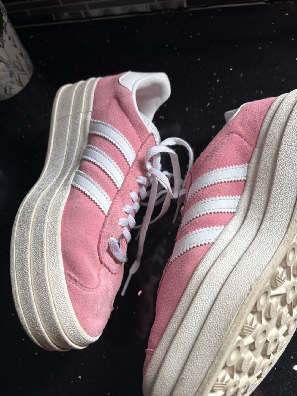 adidas Gazelle Platform Sneakers in Pink & White - Picture 4 of 7